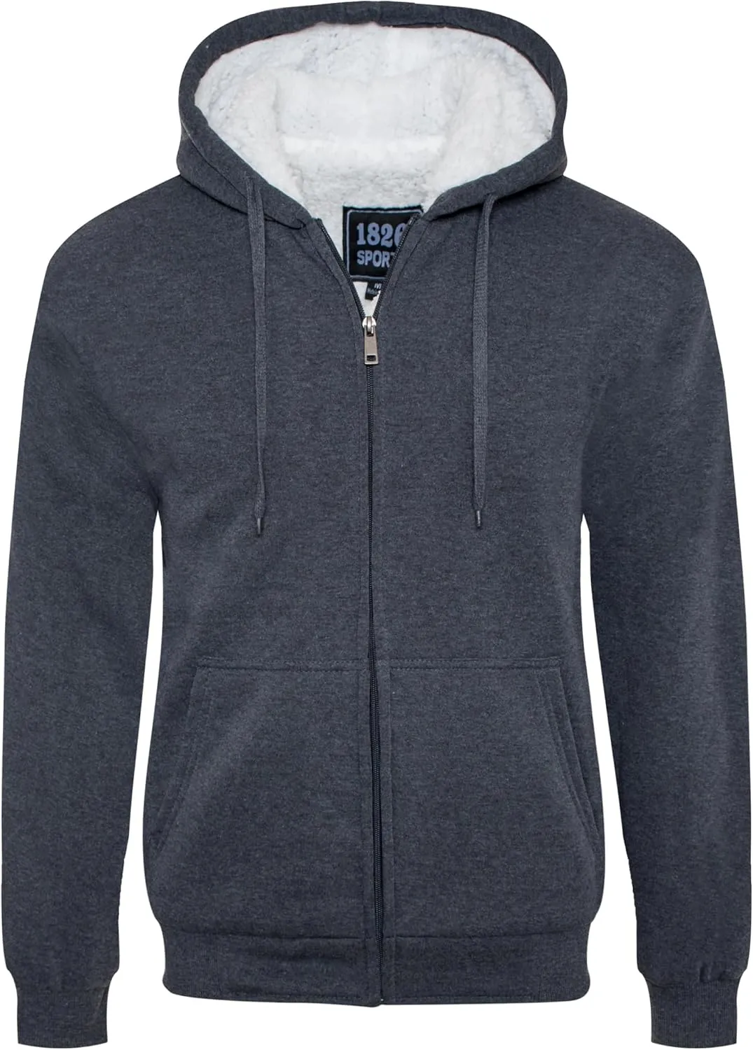 1826 Men's Ultra Soft Sherpa Lined Hoodie - Full Zip Fleece Lining Winter Sweatshirts