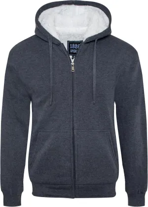 1826 Men's Ultra Soft Sherpa Lined Hoodie - Full Zip Fleece Lining Winter Sweatshirts