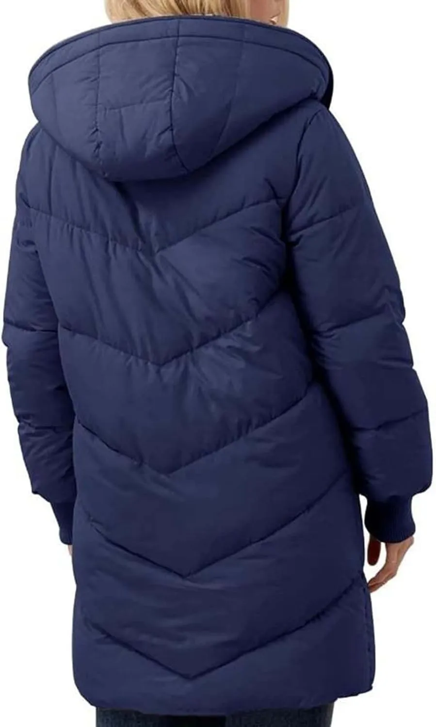 2024 Women's Winter Puffer Coat Thickened Down Jacket Warm Long Down Hood Fleece Lined Long Hooded Puffer Jacket