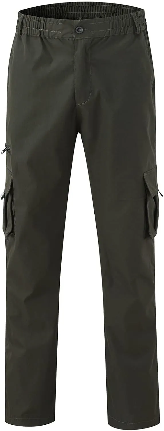 ADHOWBEW Men's Cargo Pants Pockets Relaxed Fit Outdoor Work Elastic Pants
