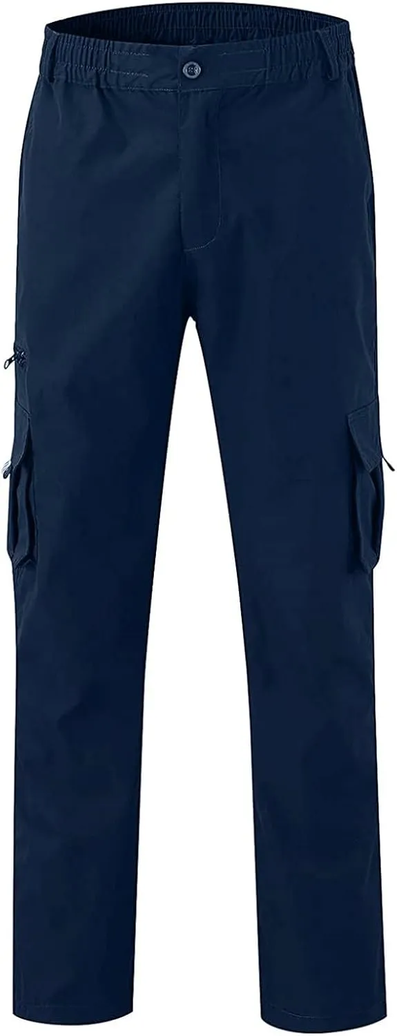 ADHOWBEW Men's Cargo Pants Pockets Relaxed Fit Outdoor Work Elastic Pants