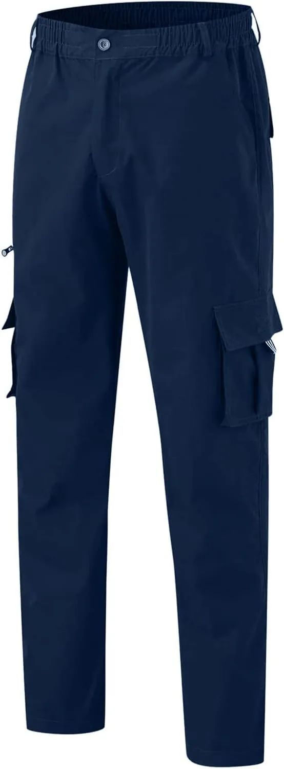 ADHOWBEW Men's Cargo Pants Pockets Relaxed Fit Outdoor Work Elastic Pants