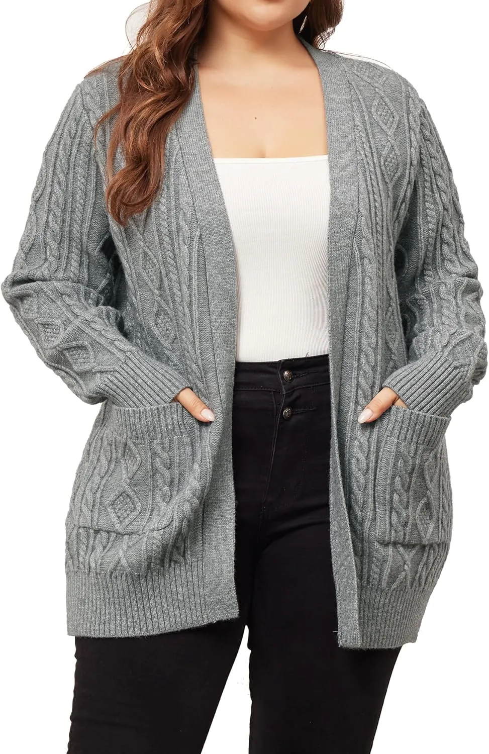 Agnes Orinda Cardigan Sweaters for Women 2025 Plus Size Lightweight Long Sleeve Open Front Sweaters with Pockets