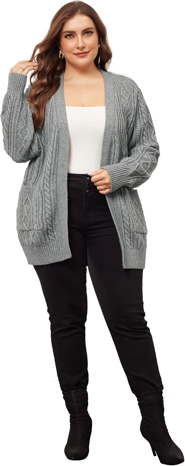 Agnes Orinda Cardigan Sweaters for Women 2025 Plus Size Lightweight Long Sleeve Open Front Sweaters with Pockets