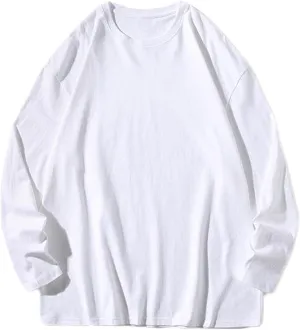 Aymnlox Crewneck Sweatshirt for Men Oversize Solid Color Long Sleeve Casual Lightweight Sweatshirts Baggy Soft Fit Pullover