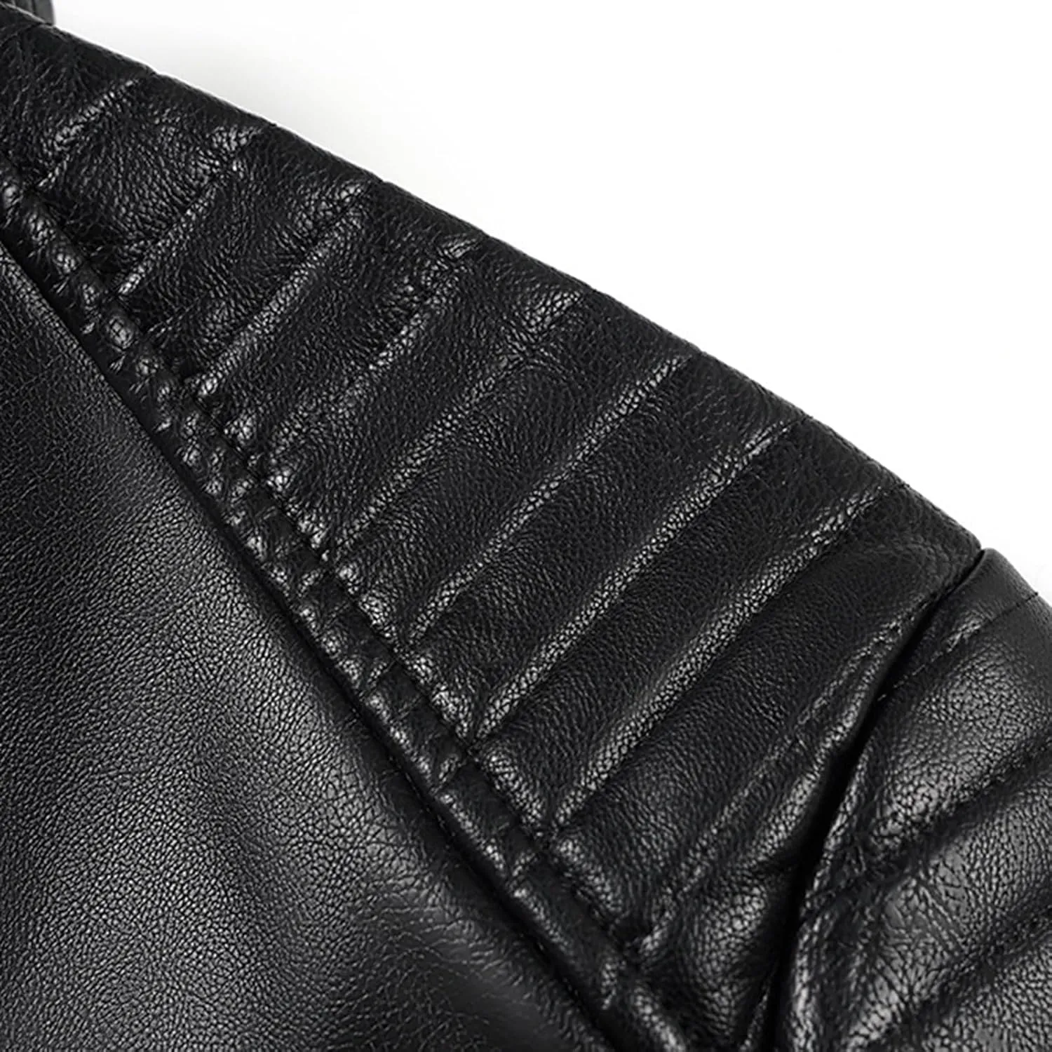 Black Leather Jacket Men Slim Fit PU Leather Motorcycle Jacket Faux Leather Biker Jacket with Multi-Pockets