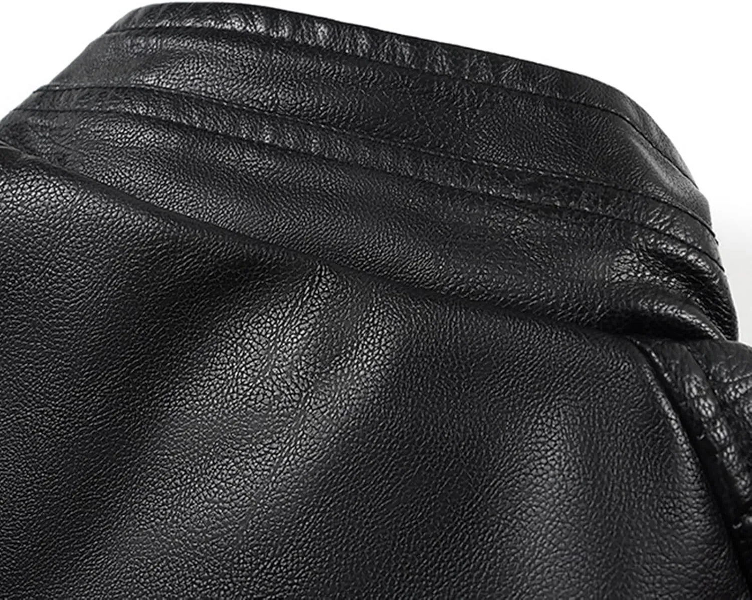 Black Leather Jacket Men Slim Fit PU Leather Motorcycle Jacket Faux Leather Biker Jacket with Multi-Pockets