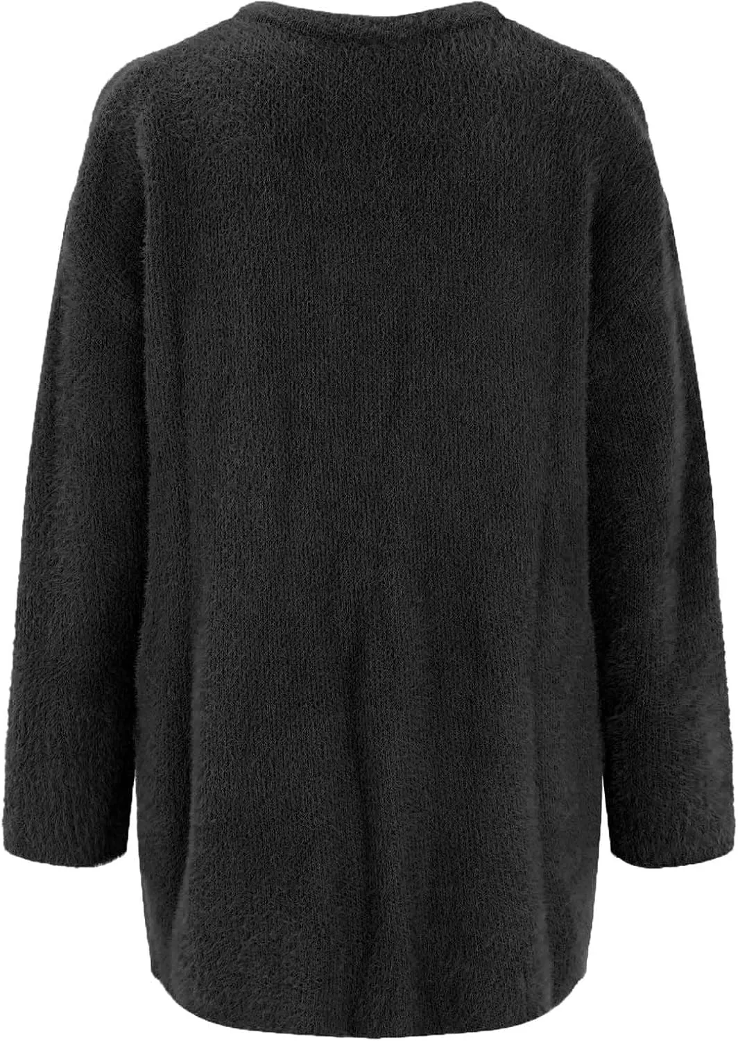 Black Trench Coat Women,Women's Wool Coat Slim Trench Long Coat Fall Winter Elegant Round Neck Straight Sweaters
