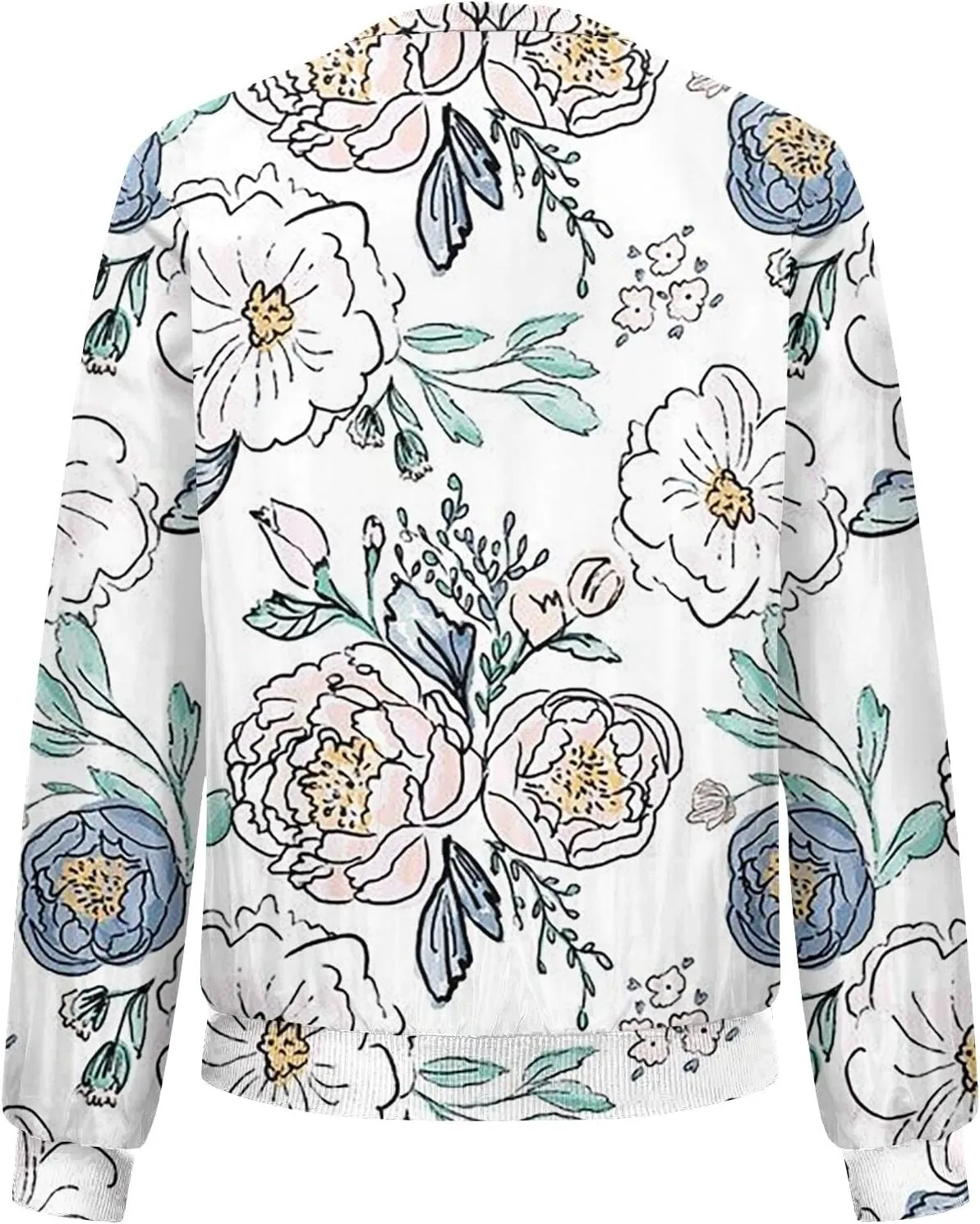 Bomber Jacket Women 2024 Causal Print Zip Up Coats Long Sleeve Stand Collar Fall Lightweight Outerwear With Pockets