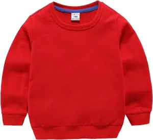 Boys Girls Crewneck Sweatshirts Kids Toddler Baby Sweatshirt Solid Cotton Soft Long Sleeve Uniform Shirts for Girls