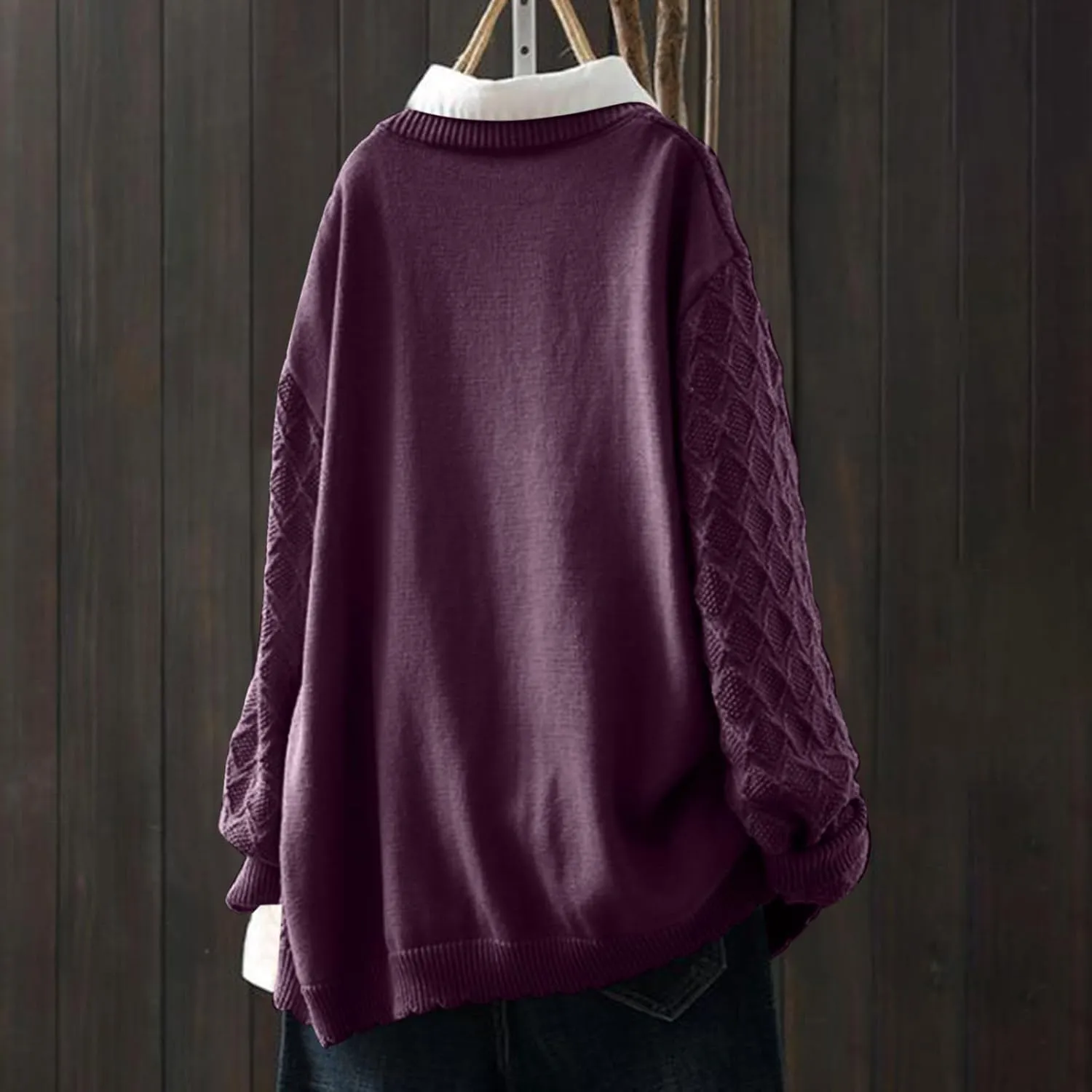 Cable Knit Sweater Women V Neck Button up Solid Color Long Sleeve Fall Sweaters Preppy Casual Oversized Cardigans