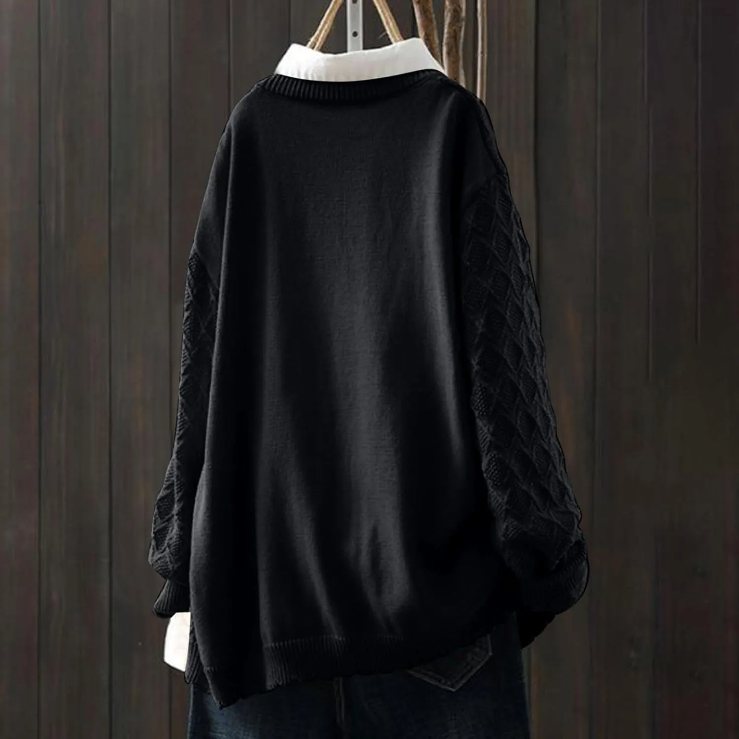 Cable Knit Sweater Women V Neck Button up Solid Color Long Sleeve Fall Sweaters Preppy Casual Oversized Cardigans