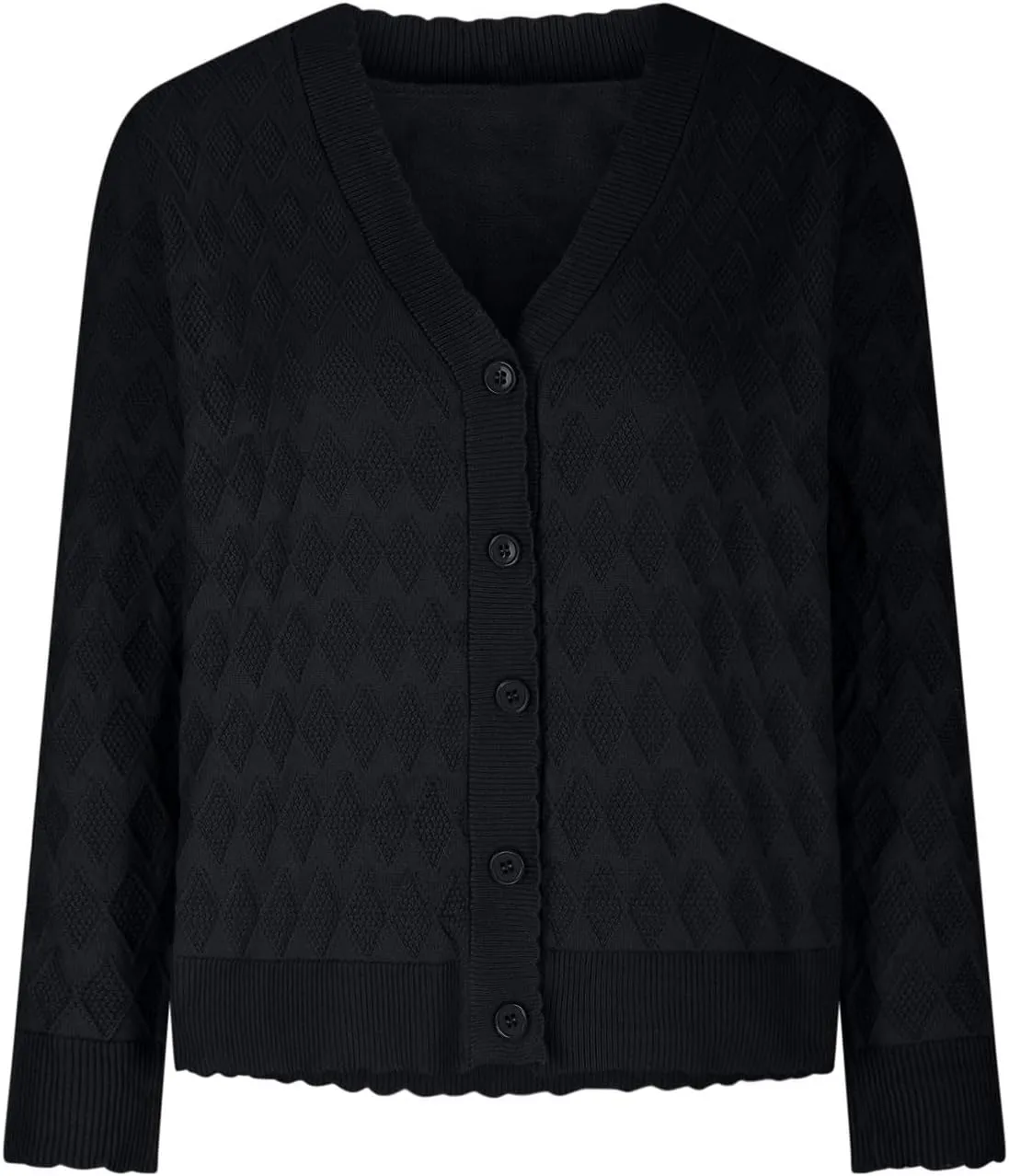 Cable Knit Sweater Women V Neck Button up Solid Color Long Sleeve Fall Sweaters Preppy Casual Oversized Cardigans