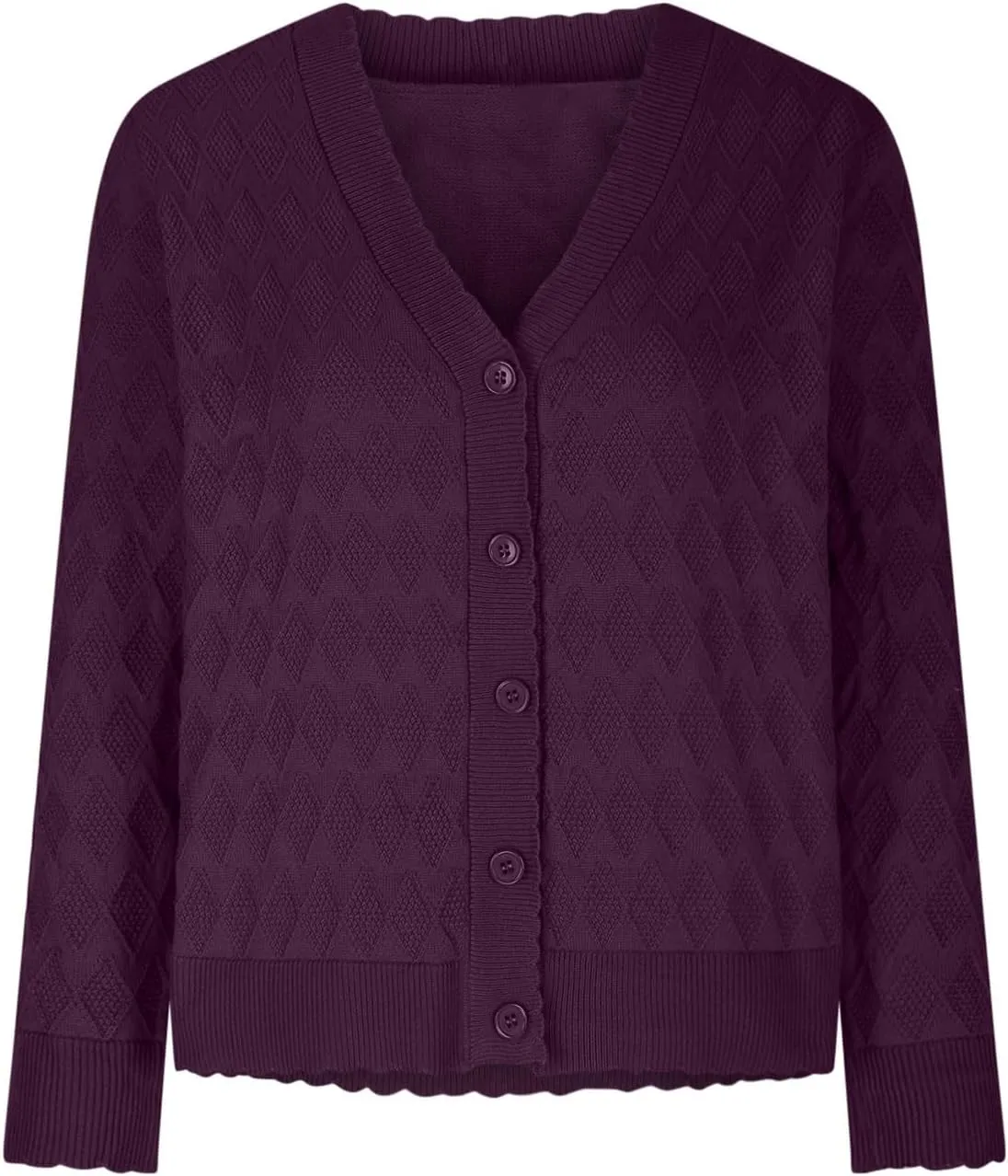 Cable Knit Sweater Women V Neck Button up Solid Color Long Sleeve Fall Sweaters Preppy Casual Oversized Cardigans