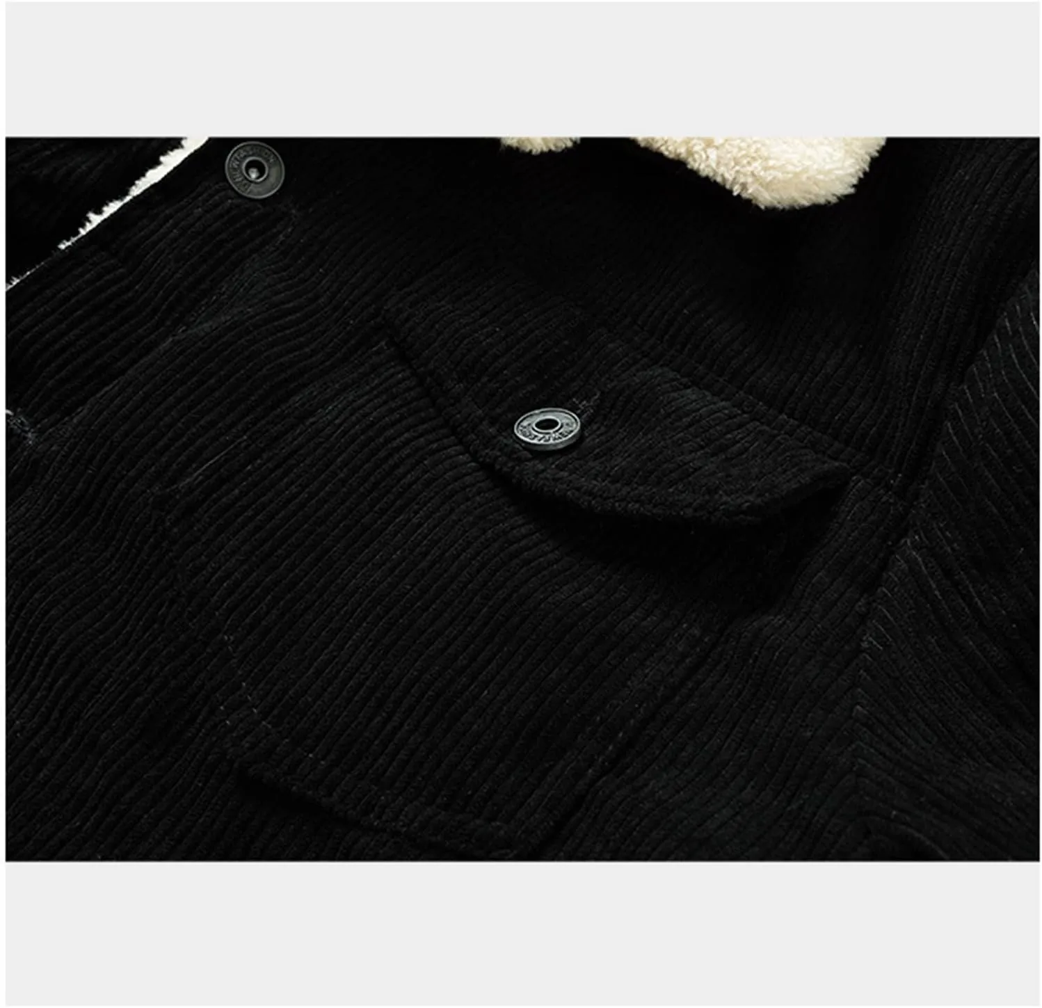 Canbebig Men's Corduroy Sherpa Trucker Jacket Western Jackets Winter Fleece Lined Fur Collar Warm Cowboy Coat with Pockets