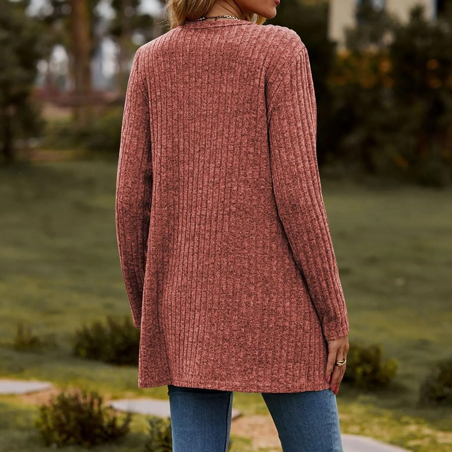 Cardigan for Women Long Sleeve Open Front Button Solid Sweaters Chunky Knit Slouchy Dropped Casual Outerwear Tops with Pocket
