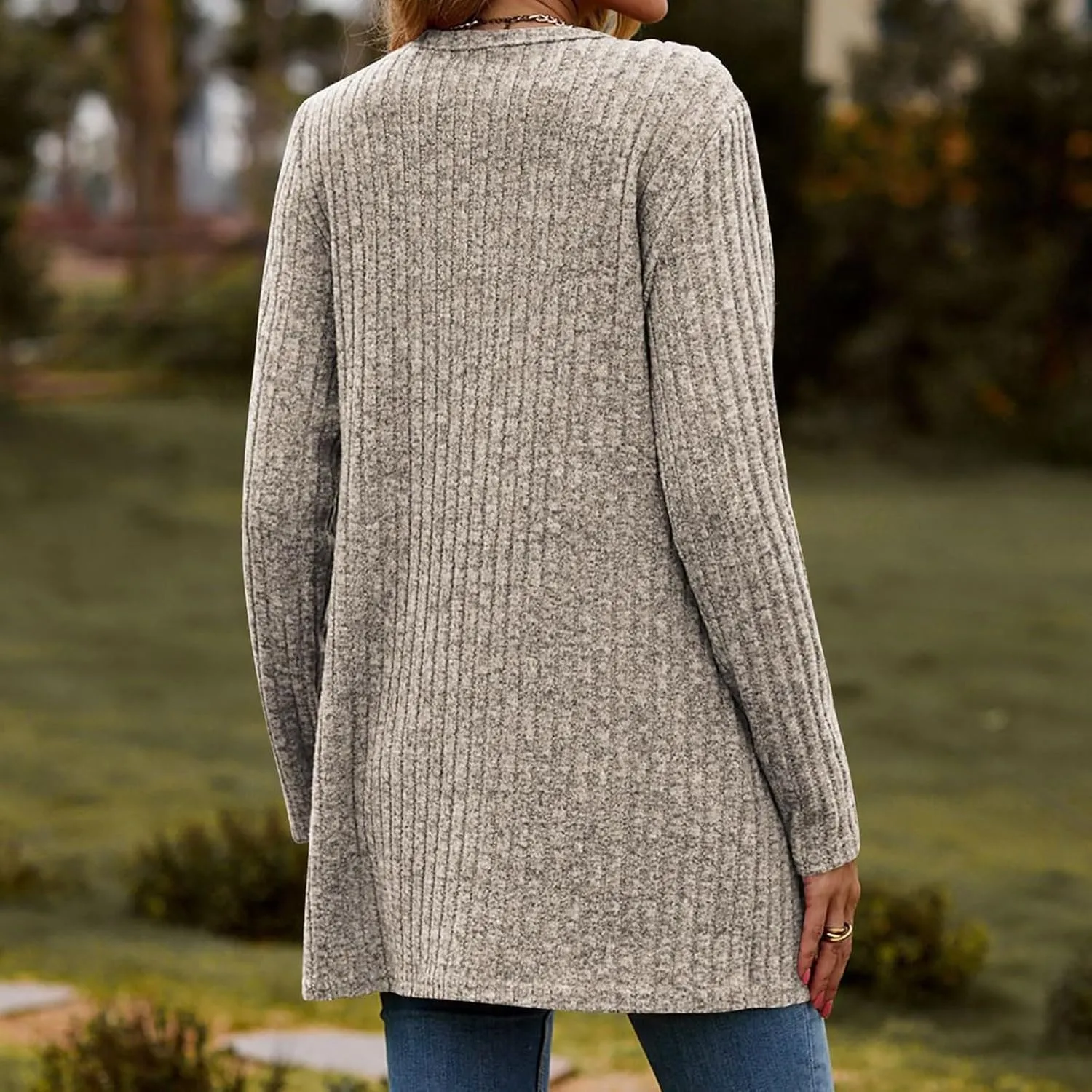 Cardigan for Women Long Sleeve Open Front Button Solid Sweaters Chunky Knit Slouchy Dropped Casual Outerwear Tops with Pocket