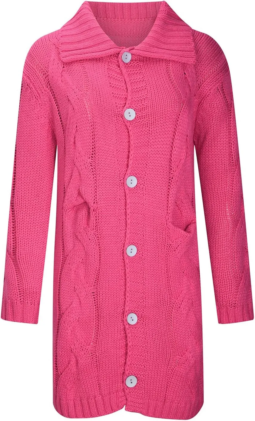 Cardigan for Women Long Sleeve Pure Color Hooded Outwear Loose Long Sweater Buttons Cardigan