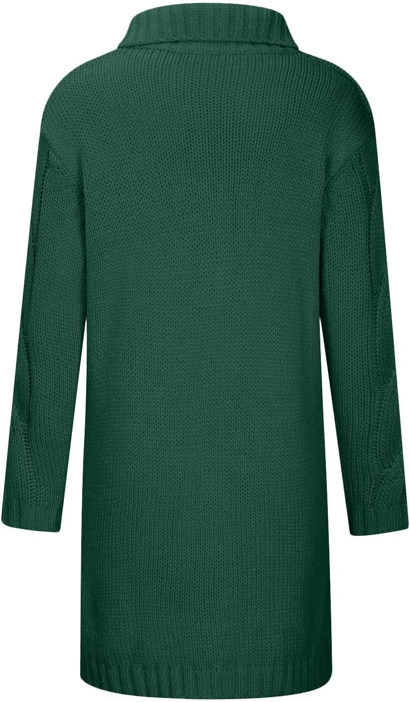 Cardigan for Women Long Sleeve Pure Color Hooded Outwear Loose Long Sweater Buttons Cardigan