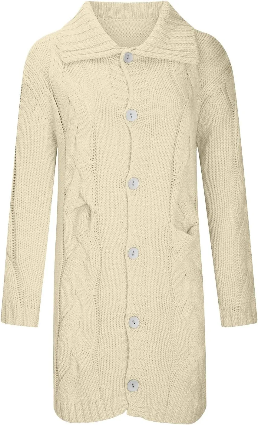Cardigan for Women Long Sleeve Pure Color Hooded Outwear Loose Long Sweater Buttons Cardigan