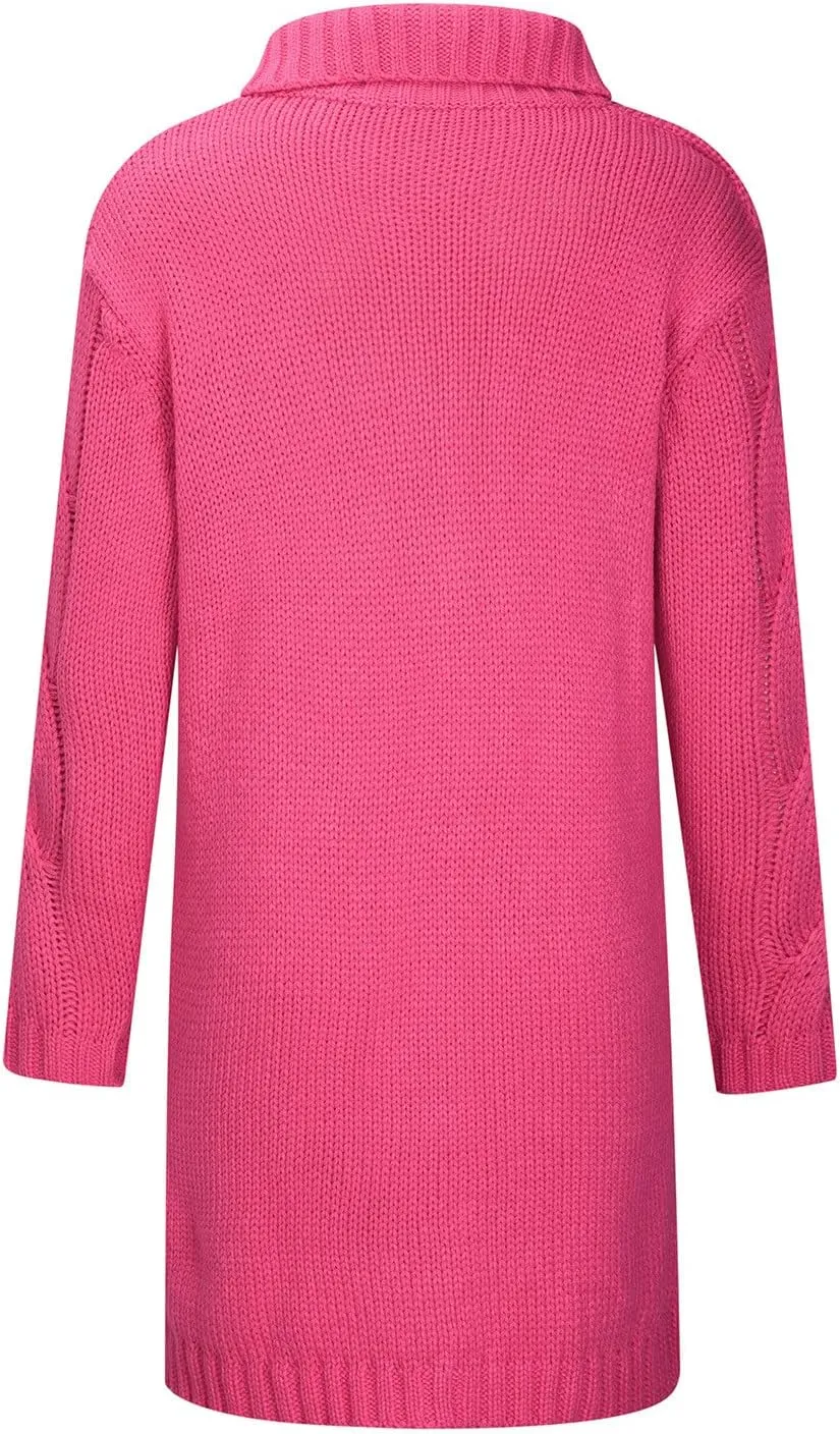 Cardigan for Women Long Sleeve Pure Color Hooded Outwear Loose Long Sweater Buttons Cardigan