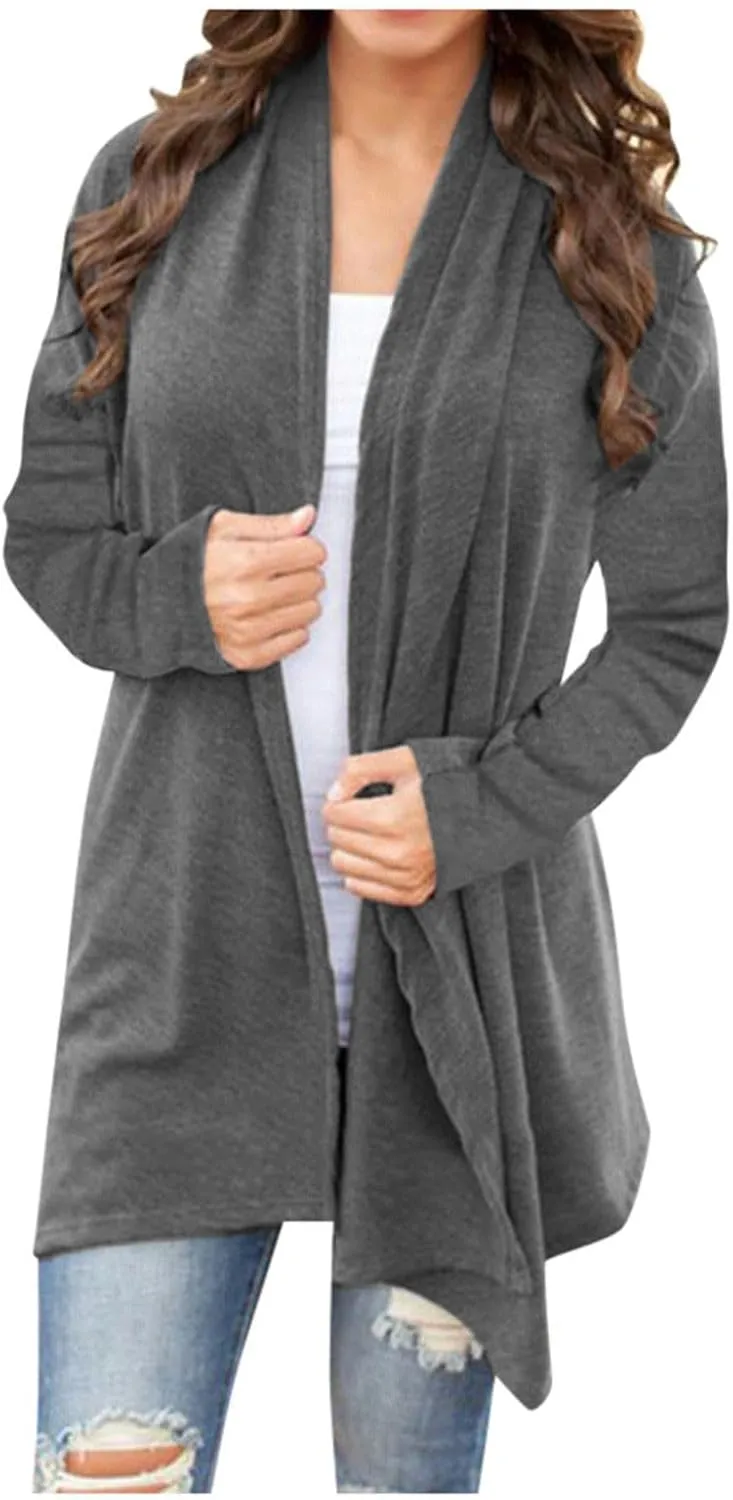 Cardigan Sweaters for Women, Casual Long Sleeve Open Front Solid Lightweight Cardigan Spring Oversized Soft Jackets