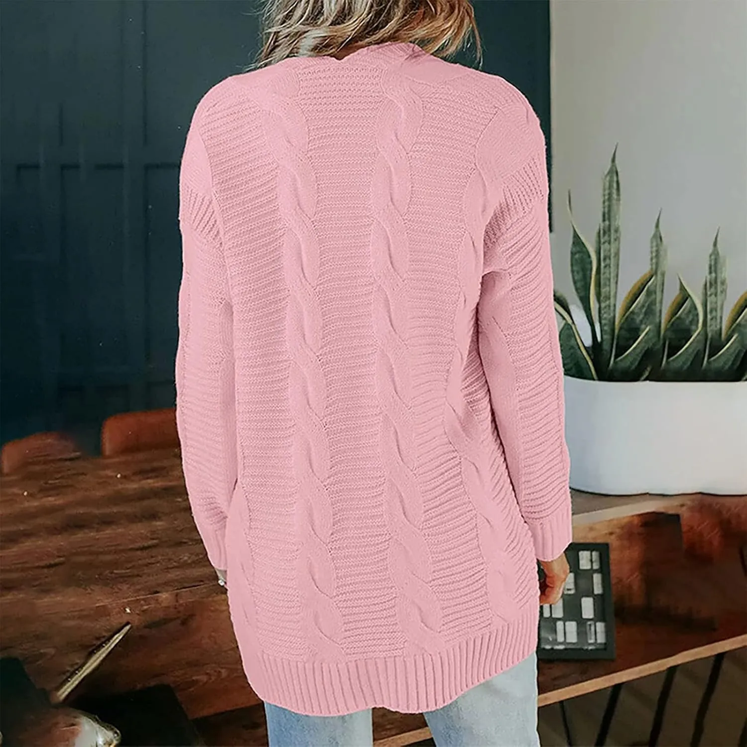 Cardigan Sweaters for Women Trendy Cable Knit Sweater Fall Clothes 2024 Long Sleeve Jackets Outerwear with Pockets