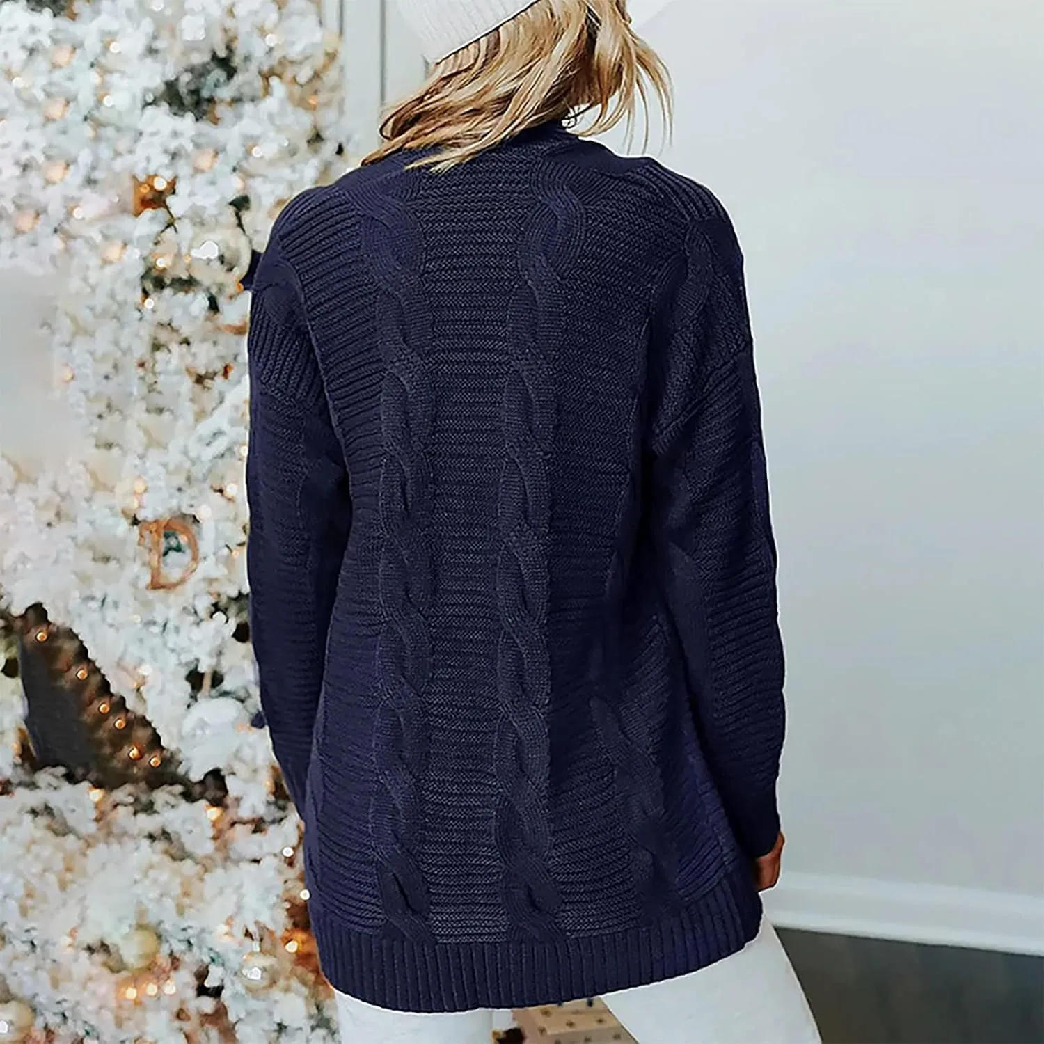 Cardigan Sweaters for Women Trendy Cable Knit Sweater Fall Clothes 2024 Long Sleeve Jackets Outerwear with Pockets