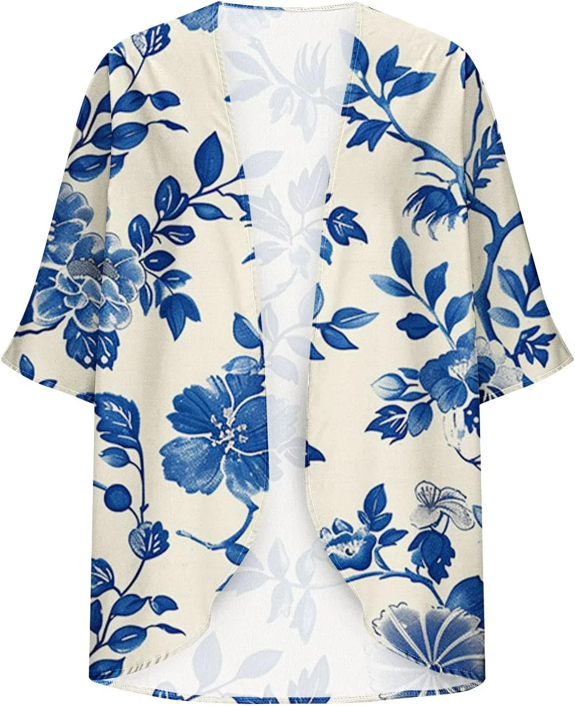 Cardigans for Women Trendy 3/4 Sleeve Open Front Cardigan Floral Printed Boho Kimono Summer Vacation Outfits