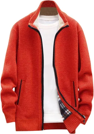 Casual Sweaters Cardigan Knitted Long Sleeve Jacket Full Zip Fleece Winter Warm Coat Outdoor Work Dress, XL-4XL