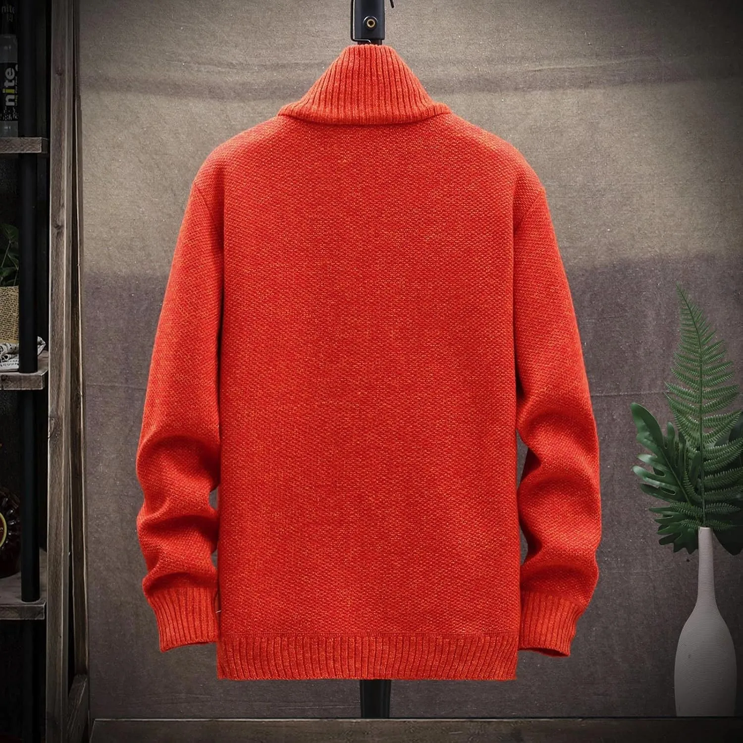 Casual Sweaters Cardigan Knitted Long Sleeve Jacket Full Zip Fleece Winter Warm Coat Outdoor Work Dress, XL-4XL