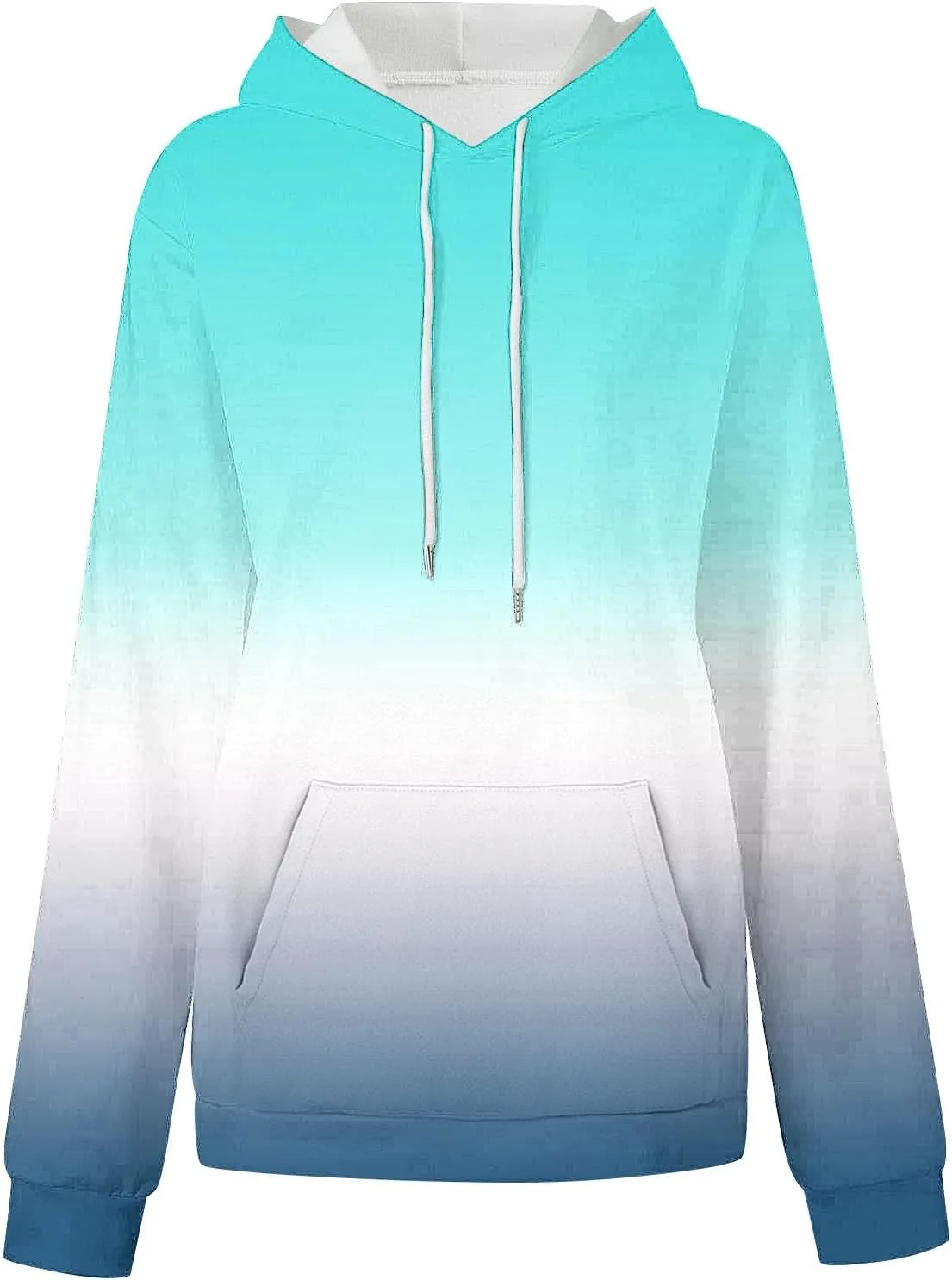 Casual Womens Tie Dye Fleece Hoodies Classic Neon Gradient Sweatshirts Loose Oversized Drawstring Pullover Tops