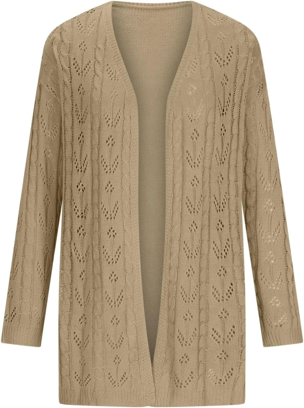 Chic Cable Knit Cardigan for Womens Open Front Cardigan Sweaters Fashion Crochet Cable Knit Chunky Outwear Coats