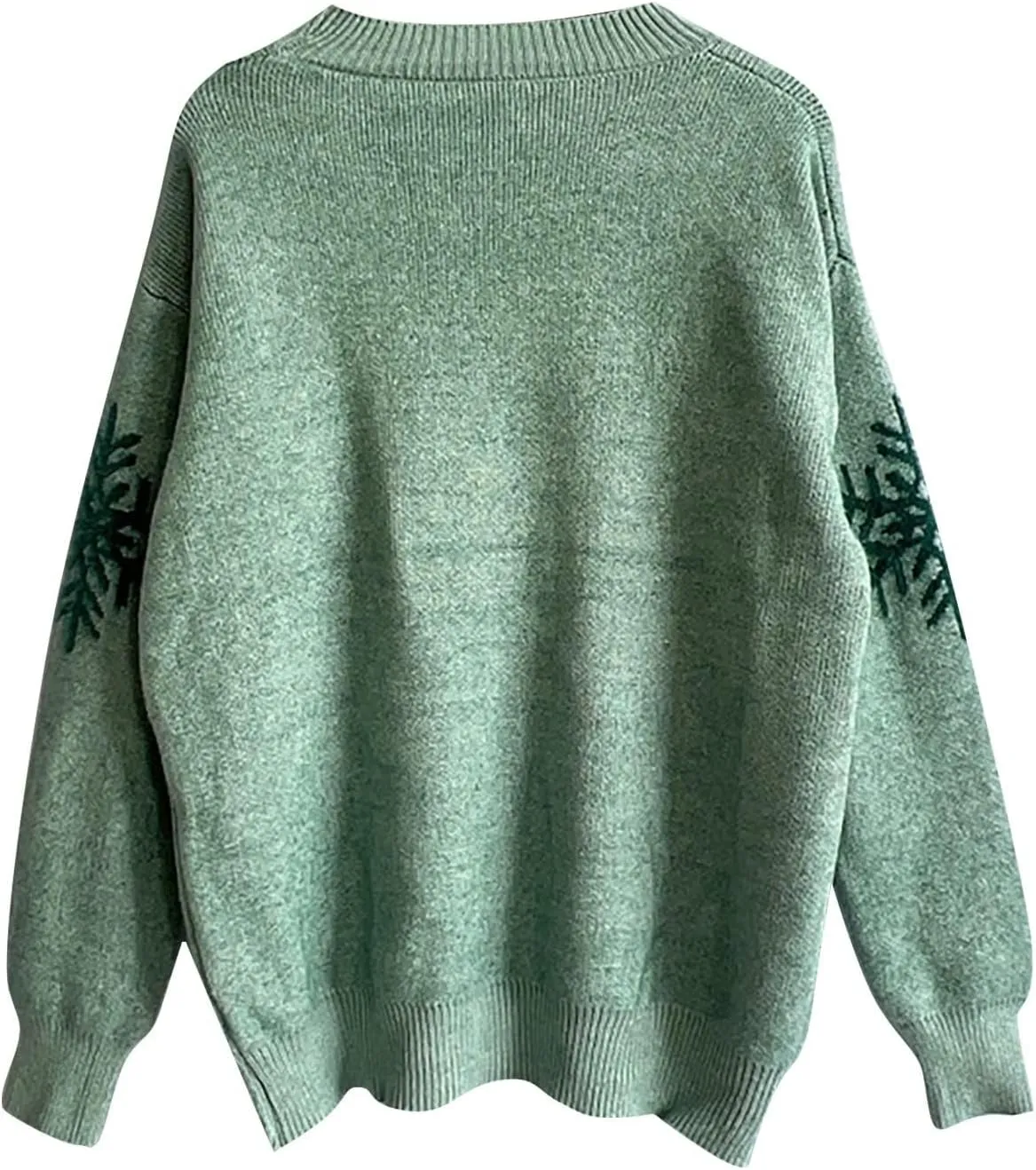 Christmas Sweaters for Women Oversized Reindeer Snowflake Pattern Knit Pullover Xmas Crewneck Sweatshirt Tops