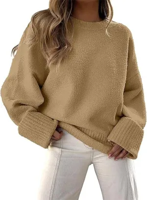 Chunky Sweater Womens Fall Oversized Crewneck Long Sleeve Pullover Fashion Sweaters