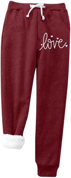 Cinch Bottom Sweatpants for Women Sherpa Fleece Lined Loose Fit Drawstring Joggers Track Pants with Pockets Trousers Gym Y2k