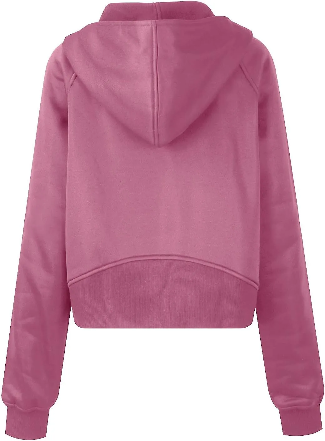 Classic Solid Cropped Women's Hoodies Casual Fleece Lined Zip Up Sweatshirts Loose Oversized Y2K Jacket with Pocket