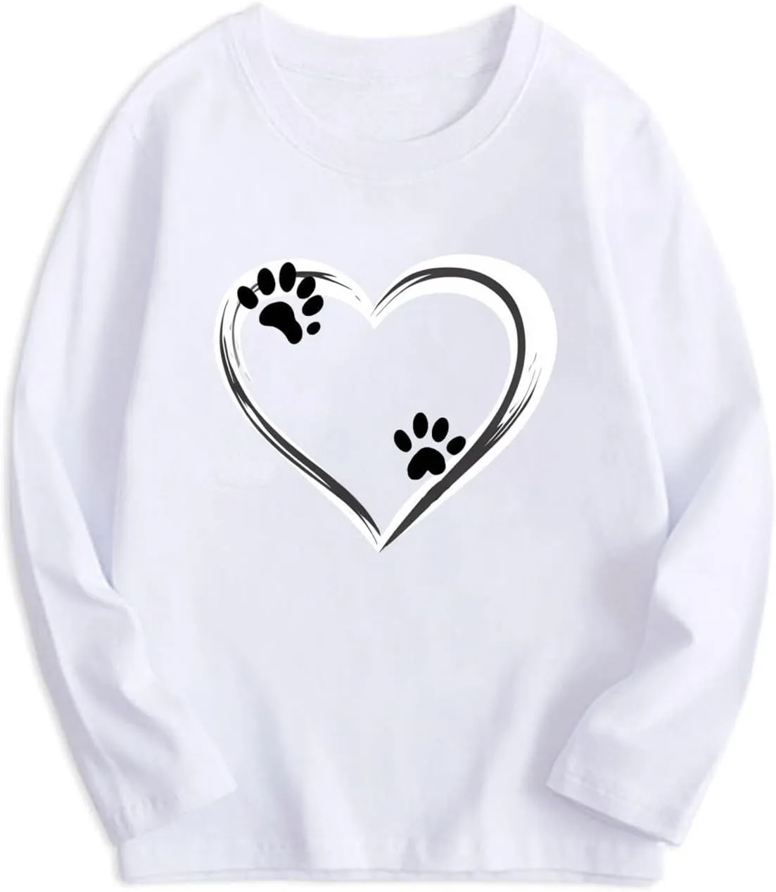 Comfort Sweatshirt Women Lightweight Crewneck Long Sleeve Pullover Heart Paw Graphic Relaxed Lounge Essential Top