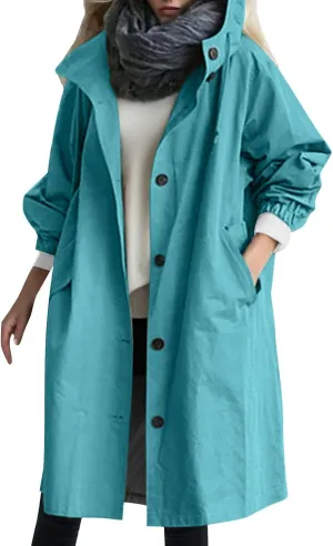 cooki Trench Coat Women Fall Jackets Women's Double Breasted Long Trench Coat Windproof Classic Lapel Slim Overcoat with Belt