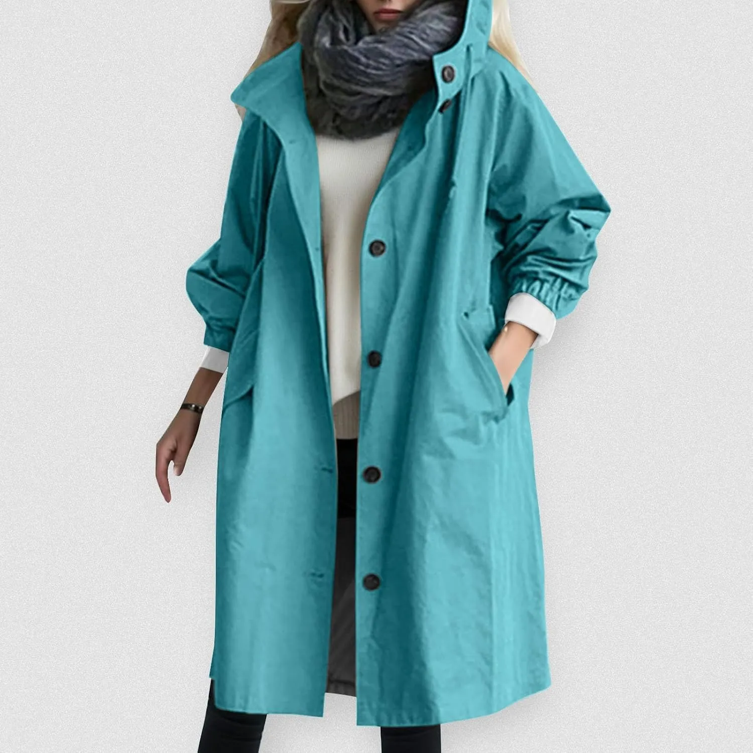 cooki Trench Coat Women Fall Jackets Women's Double Breasted Long Trench Coat Windproof Classic Lapel Slim Overcoat with Belt