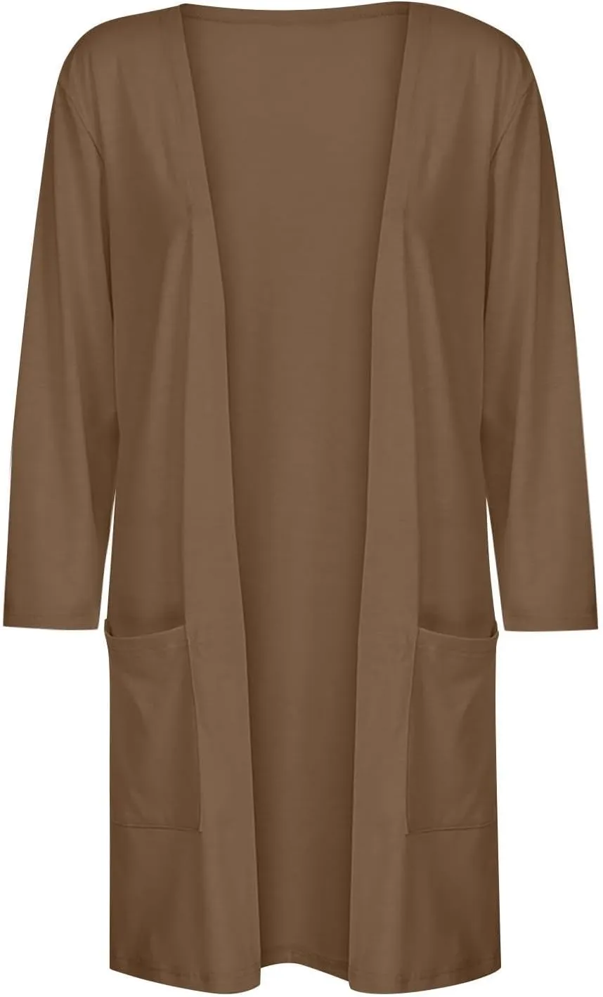 cooki Womens Cardigan Sweaters Fall 3/4 Sleeve Open Front Fashion Button Down Cable Knit Chunky Sweater Jackets Coats