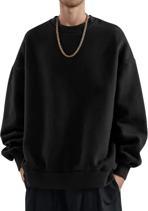 COZYPOIN Crewneck Sweatshirt for Men Long Sleeve Comfort Breathable Midweight Workout Casual Pullover Basic Sweatshirts