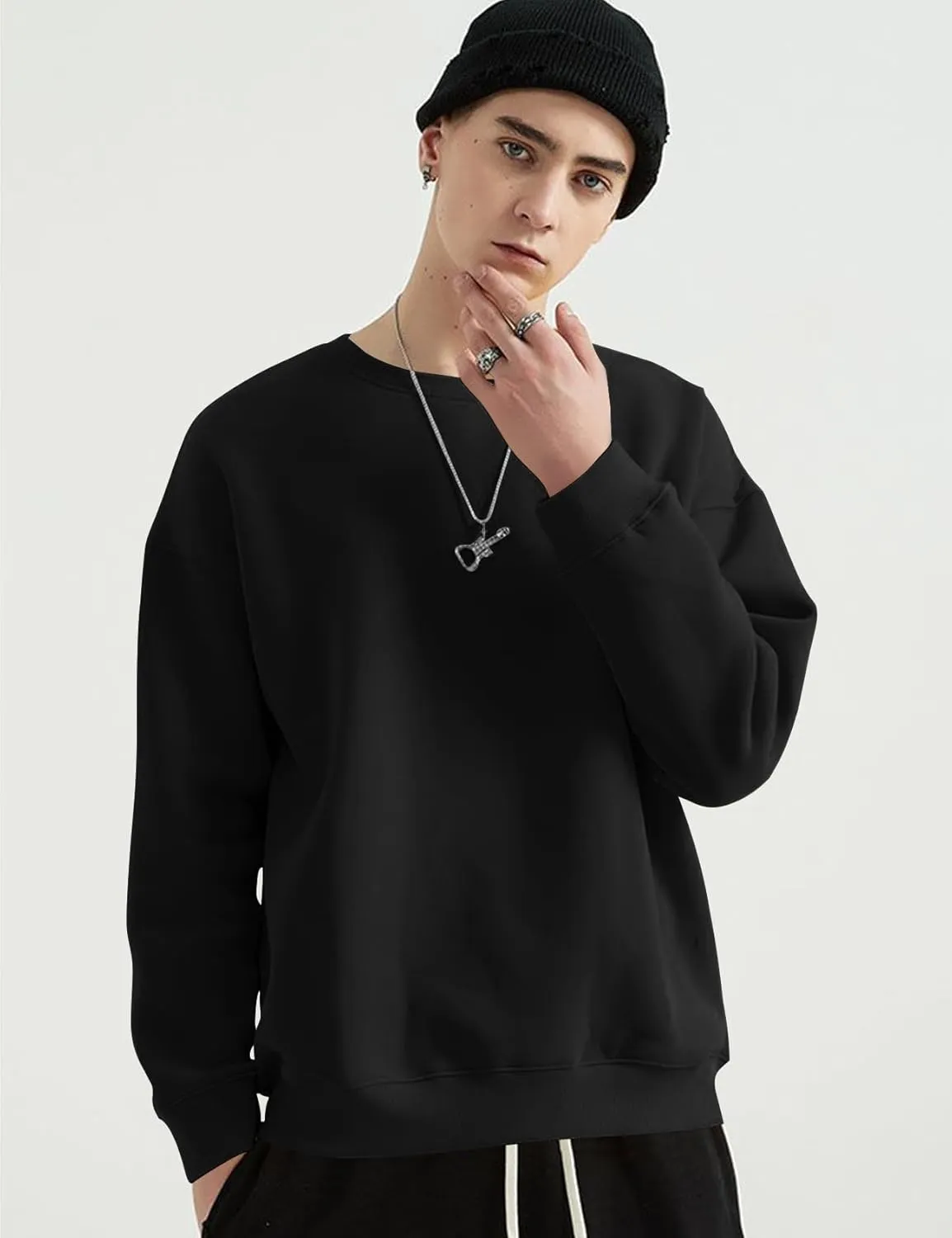 COZYPOIN Crewneck Sweatshirt for Men Long Sleeve Comfort Breathable Midweight Workout Casual Pullover Basic Sweatshirts