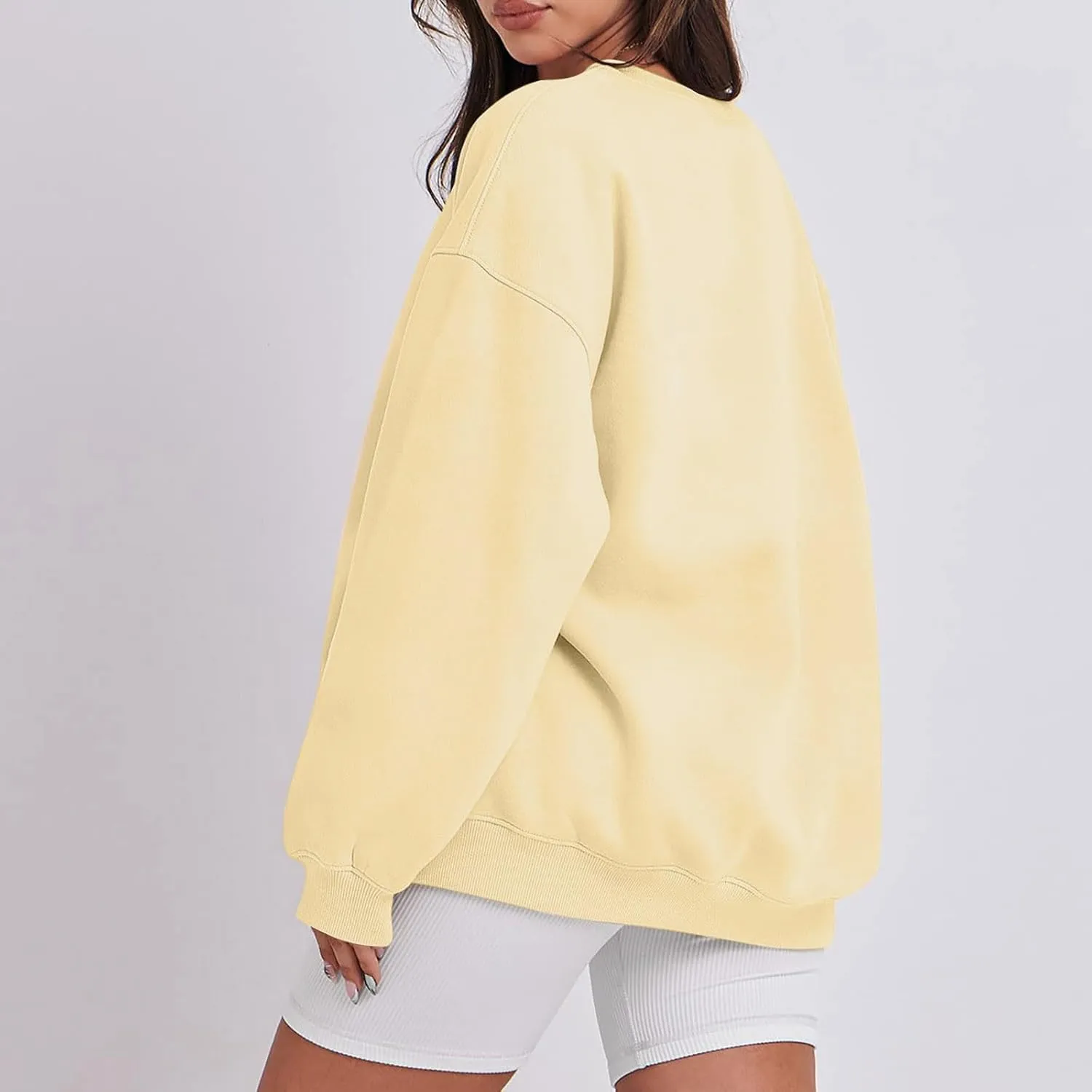 Crewneck Sweatshirts Women Soft Comfy Oversized Sweatshirt Drop Shoulder Long Sleeve Loose Fit Pullover Tops