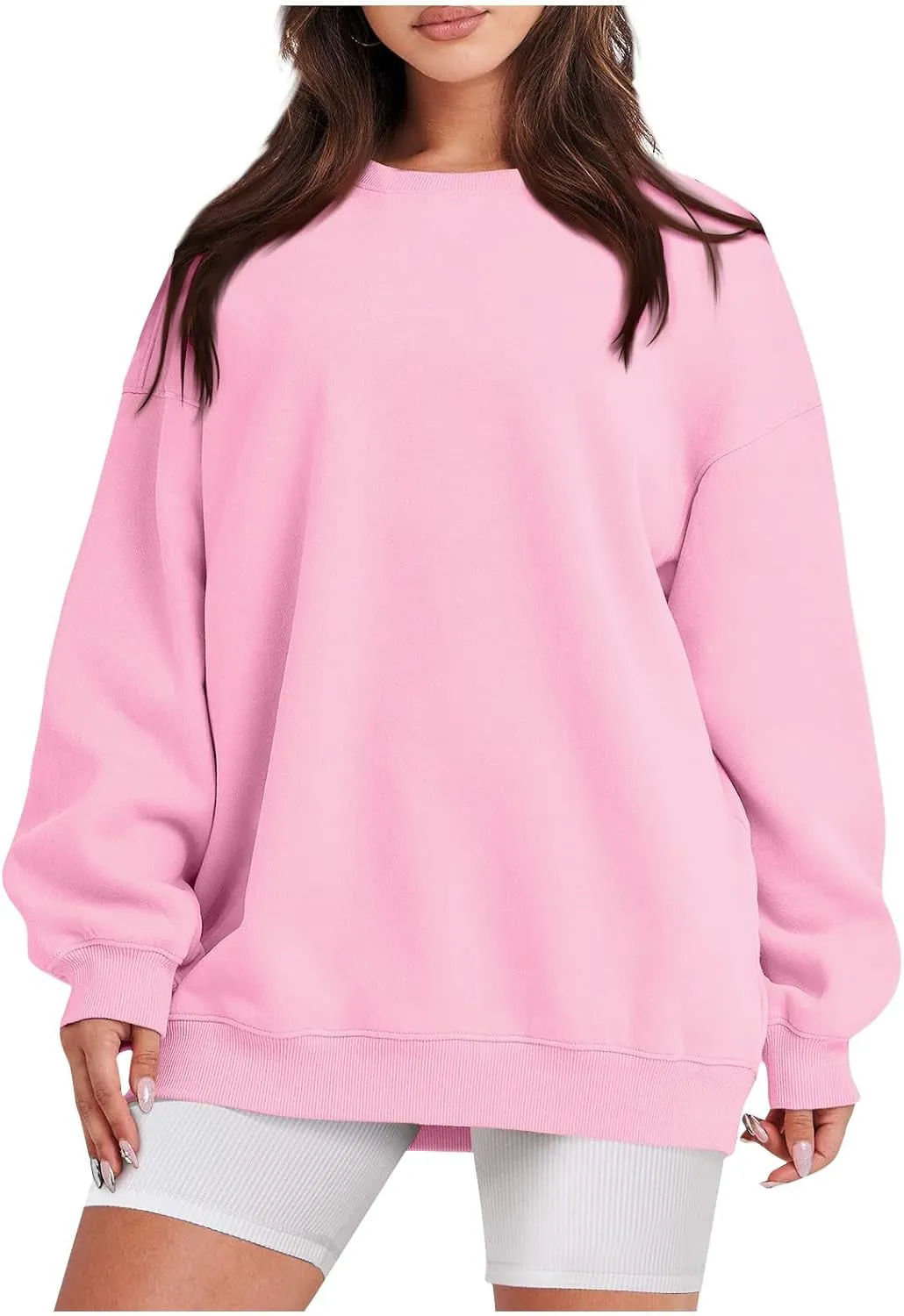 Crewneck Sweatshirts Women Soft Comfy Oversized Sweatshirt Drop Shoulder Long Sleeve Loose Fit Pullover Tops