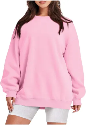 Crewneck Sweatshirts Women Soft Comfy Oversized Sweatshirt Drop Shoulder Long Sleeve Loose Fit Pullover Tops