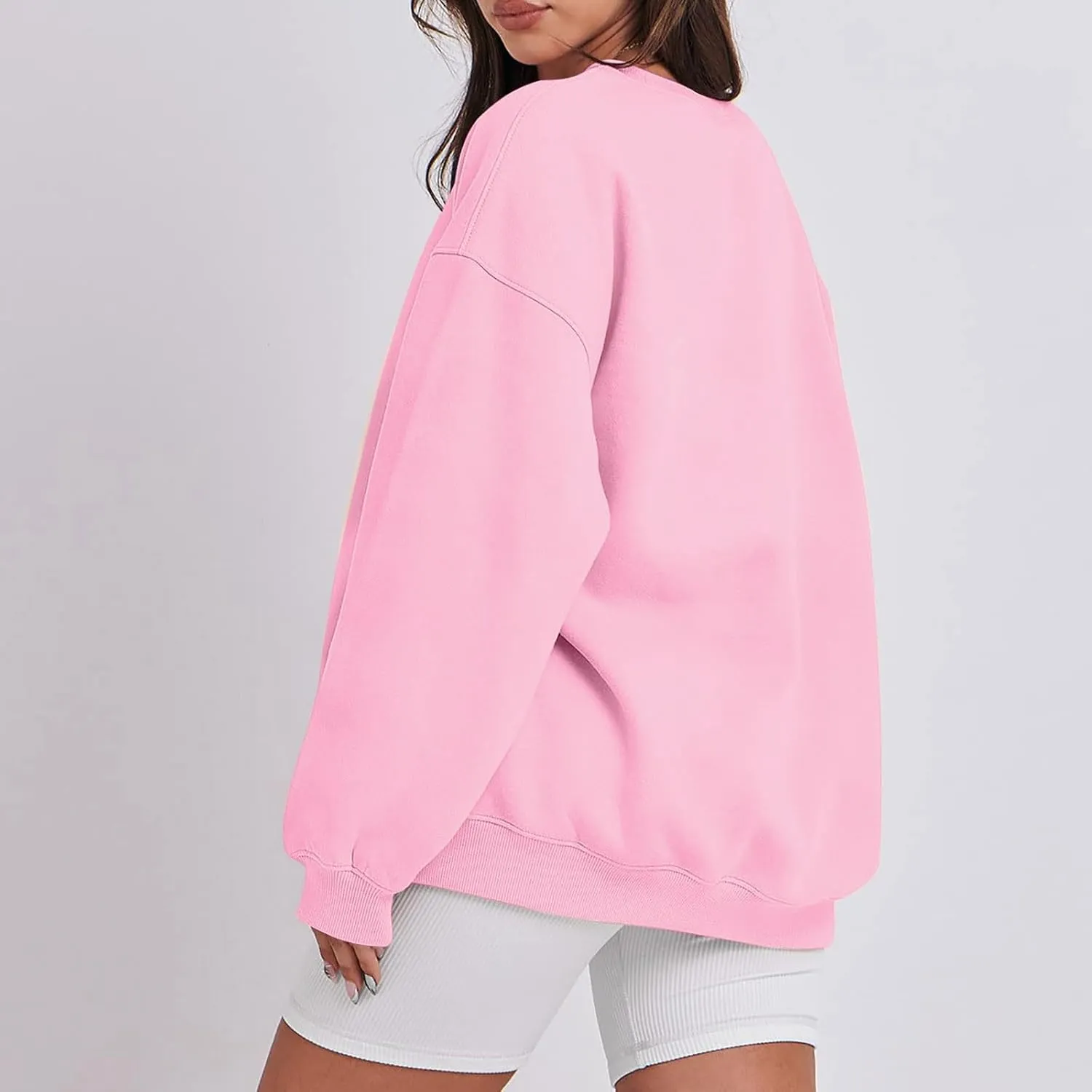 Crewneck Sweatshirts Women Soft Comfy Oversized Sweatshirt Drop Shoulder Long Sleeve Loose Fit Pullover Tops