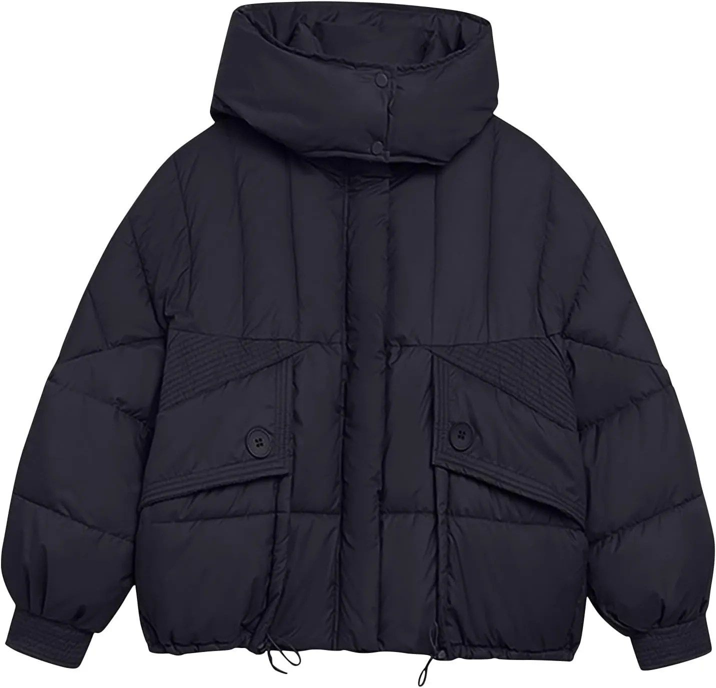 Cropped Puffer Jackets For Women Zip Up Quilted Down Jackets with Removable Hood 2024 Winter Warm Fashion Outfits