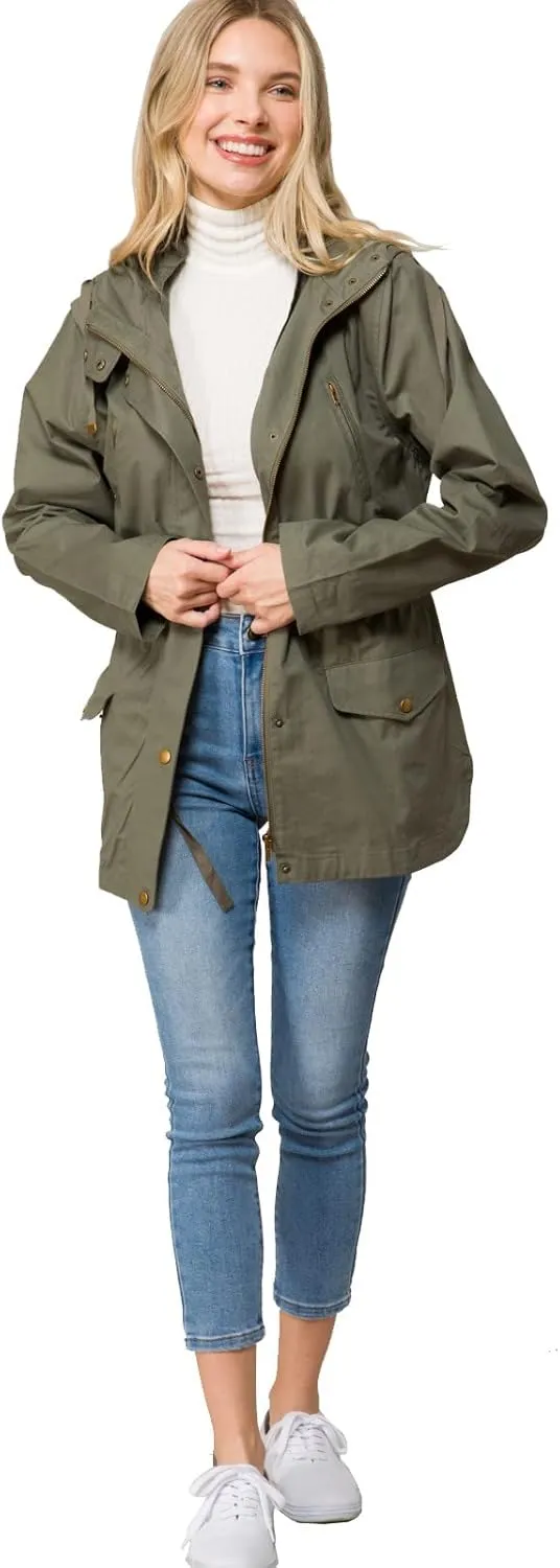 Design by Olivia Women's Lightweight Front Zipper Solid Utility Anorak Hoodie Vest/Jacket