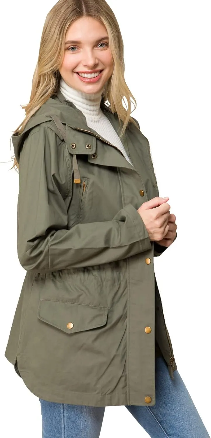 Design by Olivia Women's Lightweight Front Zipper Solid Utility Anorak Hoodie Vest/Jacket